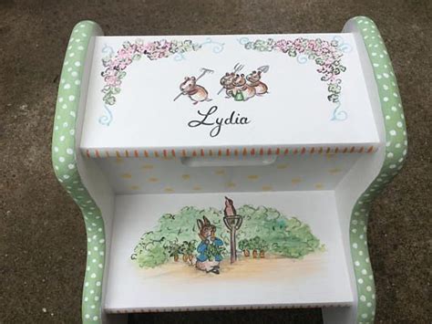 Hand Painted Step Stool Childs Painted Step Stool Etsy Step By