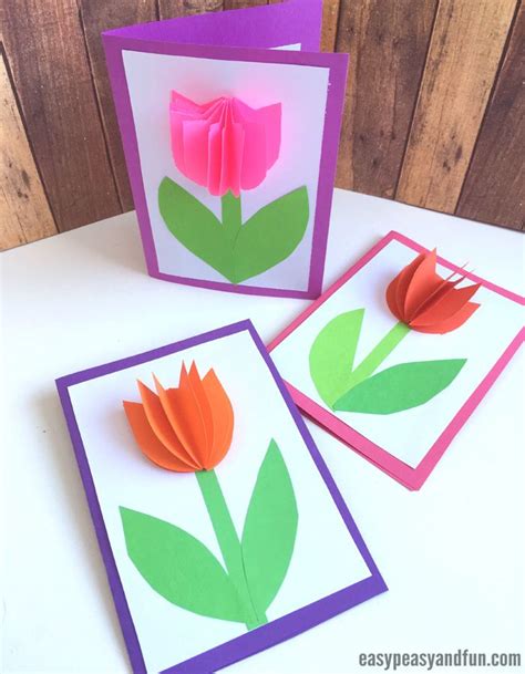 3d Paper Tulip Card Simple Mothers Day Card Idea Tulips Card