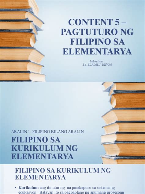 Content 5 Pagtuturo Ng Filipino Sa Elementarya Pdf