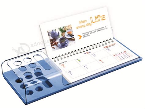 Desktop Colorful Plastic Acrylic Calendar With Pen Holder Custom