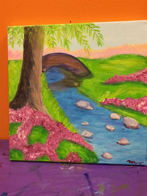 Acrylic Painting Spring Stream Painting Acrylic Painting Art