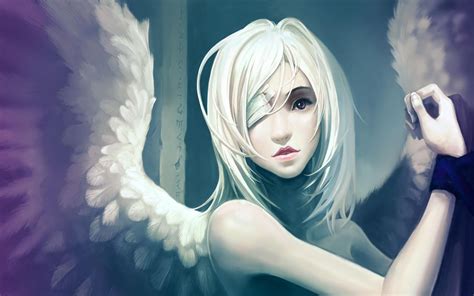 Female Angel Fictional Character With Eye Patch Wallpaper Fantasy Art