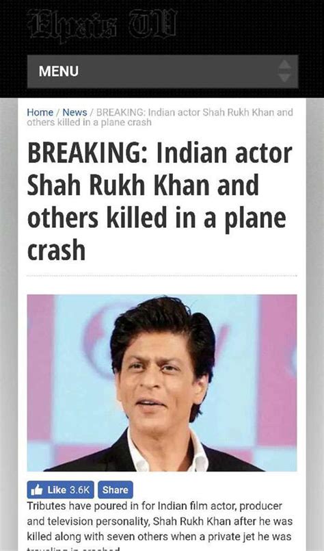 Shah Rukh Khan Killed In Paris Actors Fake Death News Goes Viral