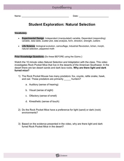 › natural selection lab answer key. natural selection gizmo worksheet answers + My PDF ...