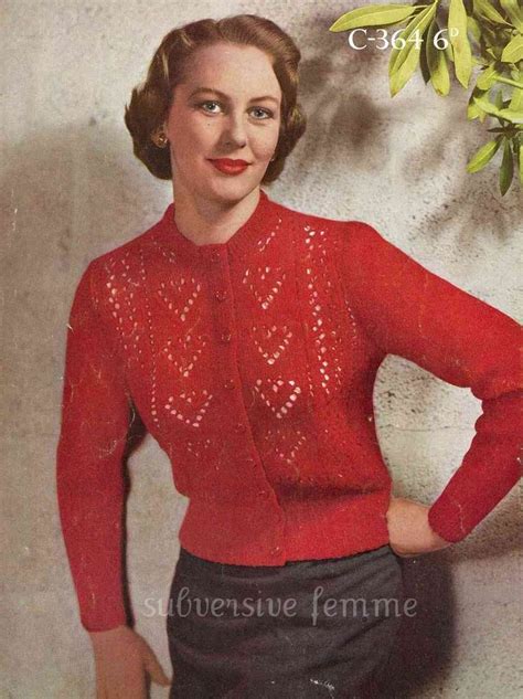 Ten Of Hearts Cardigan C 1950s Vintage Knitting Pattern Pdf 510