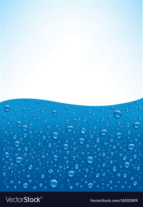 Blue Water Drops Background With Many Drops Vector Image