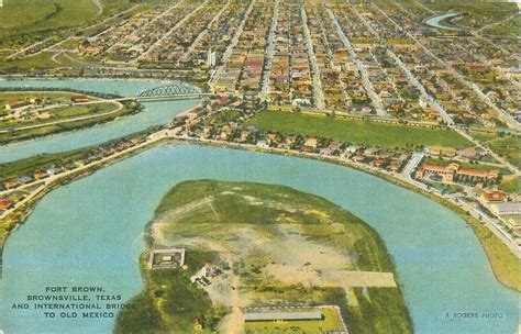 Brownsville Texas Postcard Fort Brown And International Bridge Etsy