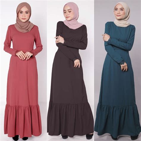 Muslimah Moden Aleena Eyelashes Jubah Roman Crepe Dress Shopee Malaysia
