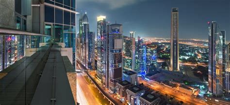 Dubai Towers From The Edge Of A Balcony Stock Photo Image Of
