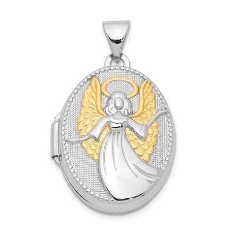 Icecarats 925 Sterling Silver Gold Plated Guardian Angel Oval Photo