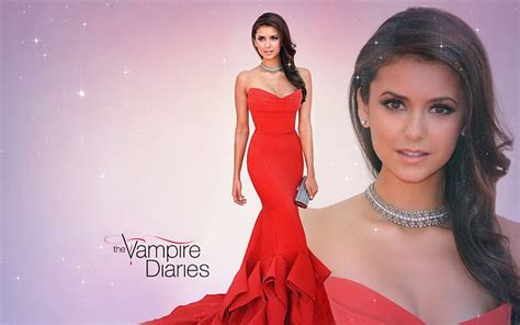Nina Dobrev Red Dress Vampire Diaries Woman Elena Girl Actress