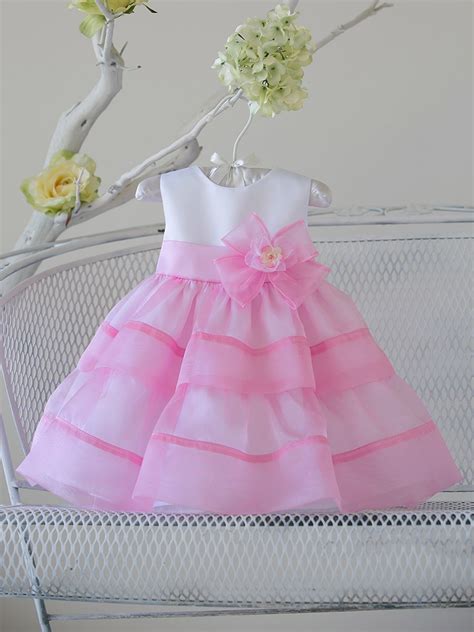 Baby Girl Light Pink Organza Layered Dress W Flower