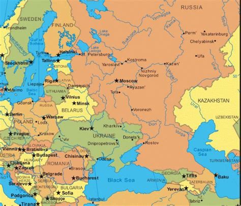 Eastern Europe Map In English Map Of World