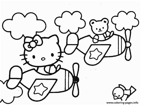 Download Friends And Hello Kitty S Airplaneb18a Coloring Pages ...