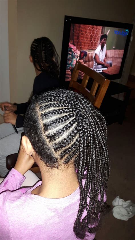 Side shaved kids cornrows braids with natural hair | Natural hair