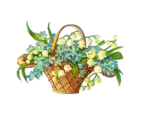 Antique Images Easter Clip Art Vintage Victorian Die Cut Of Basket