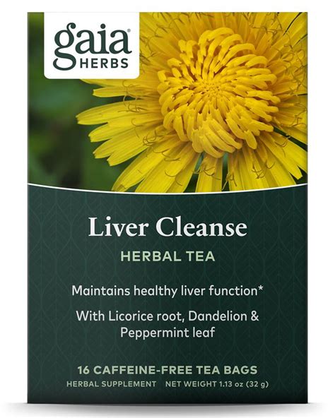 Gaia Herbs Liver Cleanse Herbal Tea Caffeine Free 16 Tea Bags