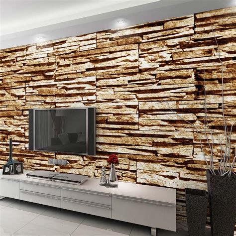 Home Decor Wall Papers 3d Stone Brick Wall Photo Murals