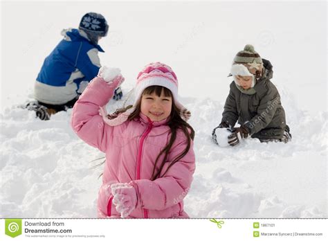 Children Playing In Snow Stock Image Image Of Children