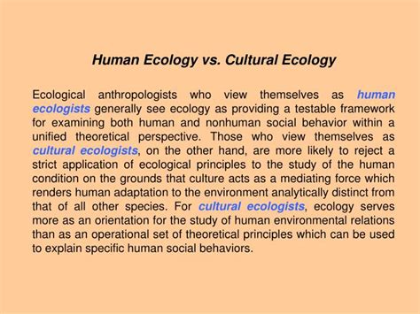 Ppt Human Ecology Vs Cultural Ecology Powerpoint Presentation Free