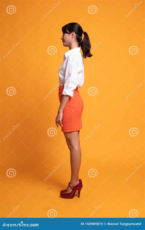 Full Body Side View Of Beautiful Young Asian Woman Stock Image Image