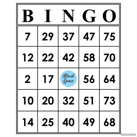 Printable Bingo Numbers 1 75 Template For Use In 2020 Bingo Printable