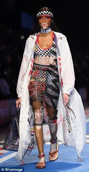 Milan Fashion Week Winnie Harlow Dons Bikini Backstage Daily Mail Online