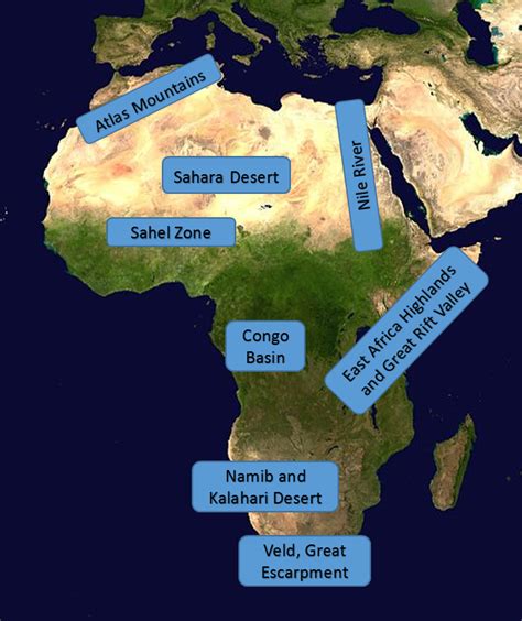 Map of africa, with africa's vegetation, climate, population and boundary maps plus a wealth of additional information. Africa - Physical Geography - Landscapes