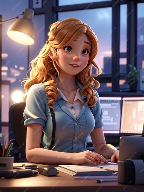 Premium Ai Image A Woman Sitting At A Desk In Front Of A Computer By