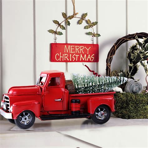 Made of corrosion and abrasion resistant ceramic material, this tabletop decor has good performance and durability. Vintage Red Metal Truck Christmas Ornament Kids Xmas Gifts ...