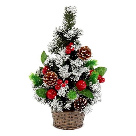 Artificial Dressed Christmas Tree In Pot With Snow Shelf Edge Uk