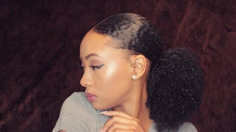 How To Low Sleek Ponytail On Natural Hair Youtube
