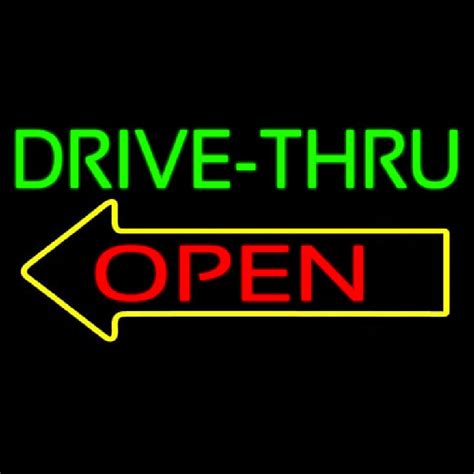 Custom Drive Thru Open With Arrow Neon Sign Usa Custom Neon Signs