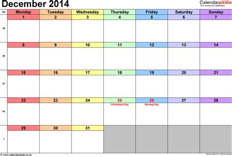 Calendar December 2014 Uk Bank Holidays Excelpdfword Templates
