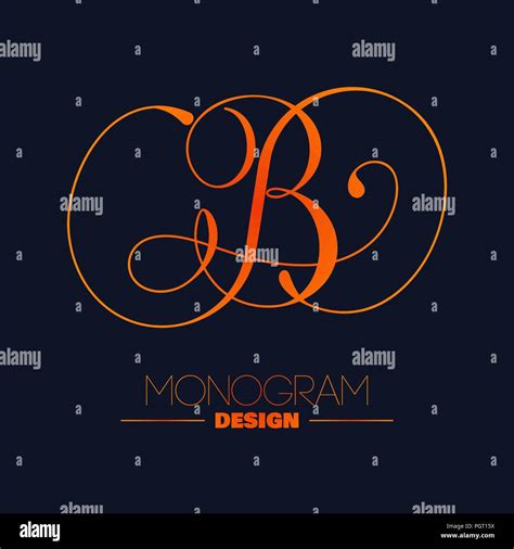 Copperplate Calligraphy Letter B Hand Writing Designed Monogram Stock