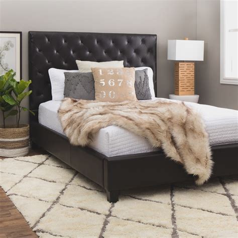 Sophie Tufted Dark Brown Faux Leather Queen Size Platform Bed Overstock Shopping Great Deals