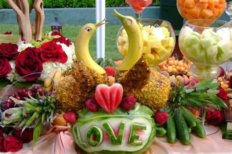 Exotic Fruit Counter With Fruit Carving For Weddings Events Event