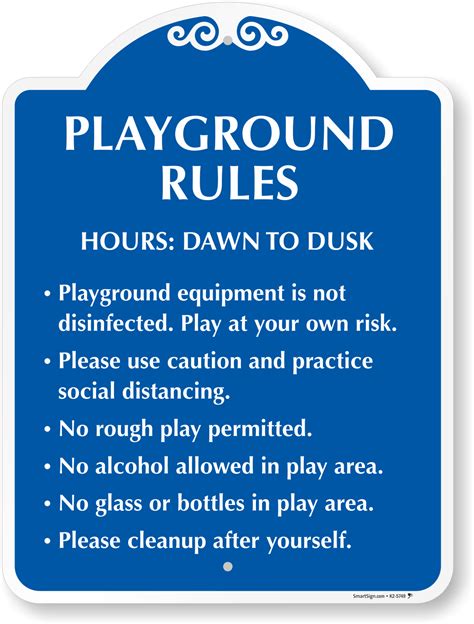 Playground Rules Signs Age Wise Playground Area Signs