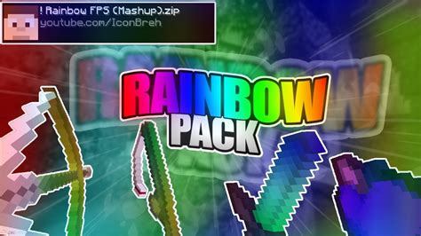 ¡el Mejor Texture Pack Arcoiris Rainbow Pvp Pack Fps Lag Minecraft 18 Youtube
