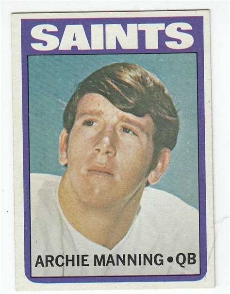 Archie Manning 1972 Topps Nfl Trading Rookie Card 55 Saints Ebay