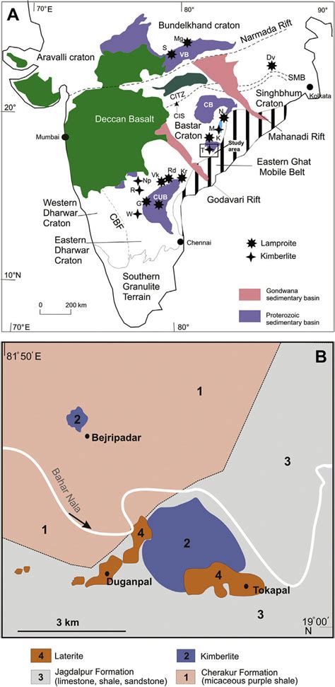 A Generalised Geological Map Of India Showing The Location Of The