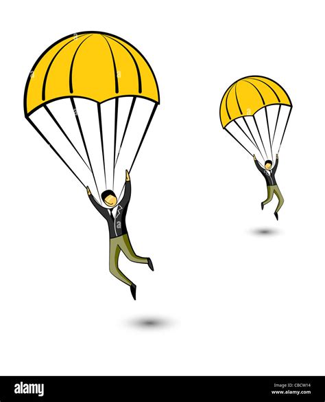 Businessmen Jumping With Parachute Concept Illustration Stock Photo Alamy