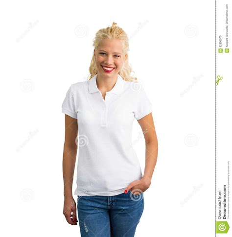 Download White polo shirt mockup stock photo. Image of empty ...