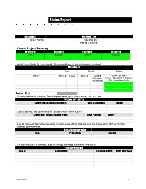 Weekly Status Report Template In Word And Pdf Formats