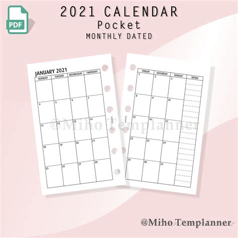 2021 Pocket Calendar Template Best Calendar Example