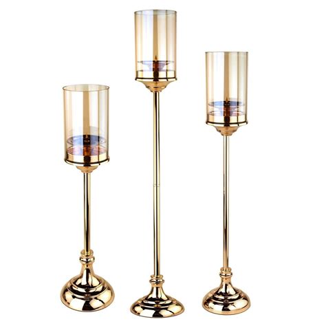 Tall Glass Cup Candle Holder Metal Centerpiece Gold 3 Piece Walmart