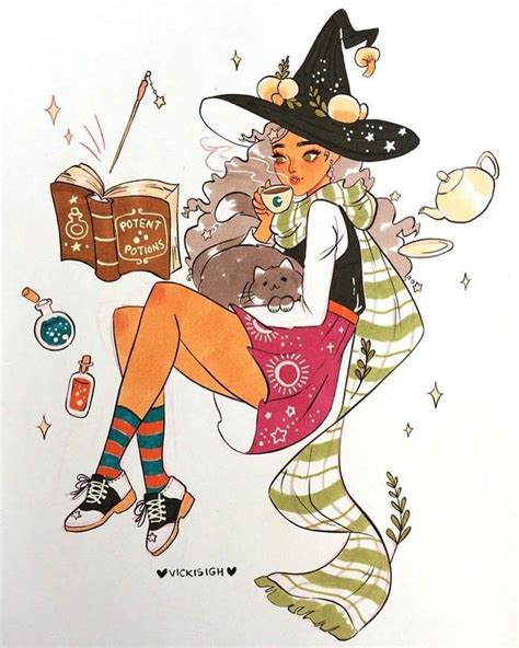 Witch By Vicki Sigh Art And Illustration Illustrations Pretty Art