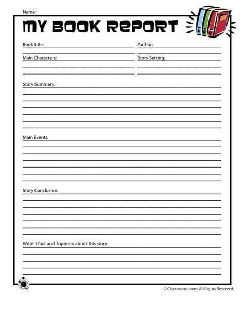 Free Book Report Template Printable Templates