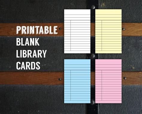 Printable Blank Library Cards Editable Library Cards Vintage Etsy