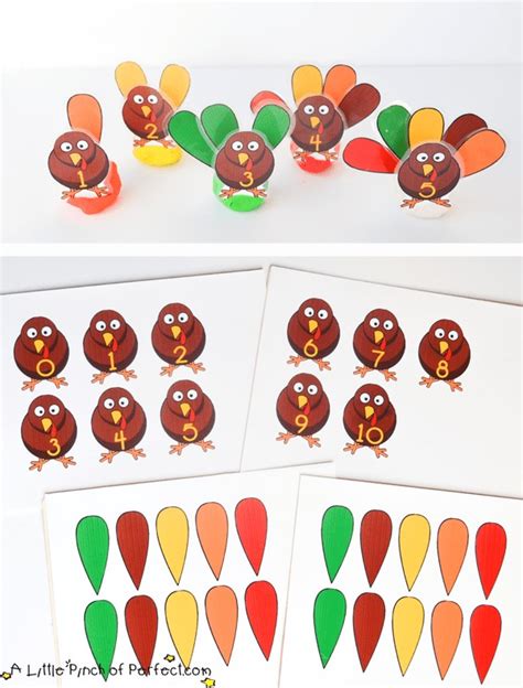 Turkey Feather Count And Sort Playdough Game And Free Printable